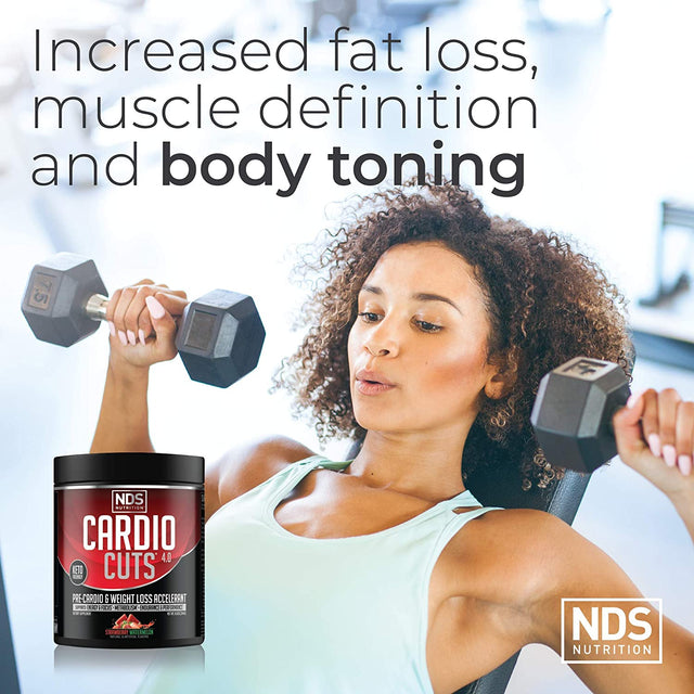Cardio Cuts NDS Nutrition 4.0 Pre Workout Supplement - Advanced Weight Loss and Pre Cardio Formula with L-Carnitine, CLA, Mcts, L-Glutamine, and Safflower Oil - Strawberry Watermelon (40 Servings)