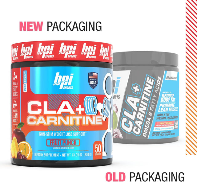 BPI Sports CLA + Carnitine – Conjugated Linoleic Acid – Weight Loss Formula – Metabolism, Performance, Lean Muscle – Caffeine Free – for Men & Women – Fruit Punch – 50 Servings – 12.34 Oz