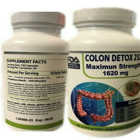 Detox Colon & Body Cleanse Maximum Strength Cleansing Diet Weight Loss Pills 100 Capsules
