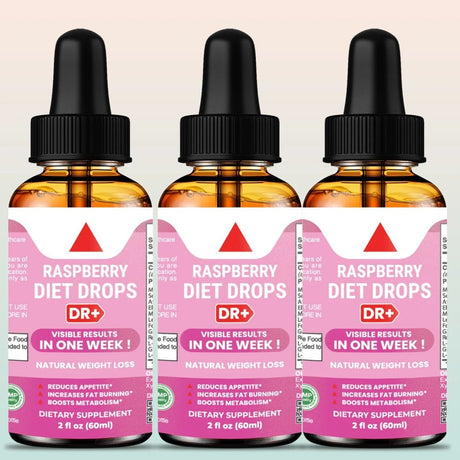 Keto Drops - Keto Fat Burner Raspberry Diet Drops Lose Stomach Boost Energy with Ketogenic Diet Supplement | 3-Pack