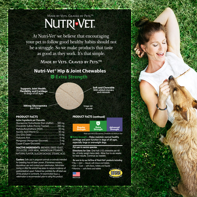 Nutri-Vet Hip & Joint Extra Strength Chewables for Dogs, 120 Count