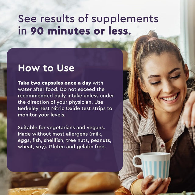 Berkeley Life Professional - Nitric Oxide Booster & Support Supplement with Organic Beetroot Powder - Help Maintain Healthy Blood Pressure - Support Circulation & Cardiovascular Health, 60 Capsules