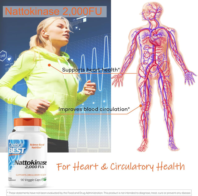 Nattokinase - 2, 000 FU of Enzyme, Supports Heart Health & Circulatory & Normal Blood Flow, Non-Gmo, Gluten Free, Vegan, 90 VC (DRB-00125)