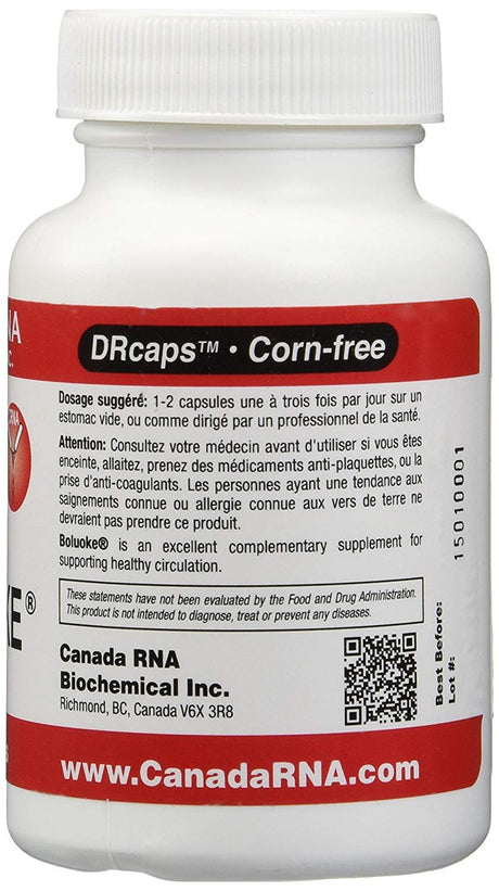Boluoke, 60 Capsules, Canada RNA, Lumbrokinase, Enzyme Supports Blood and Plaque, Corn-Free