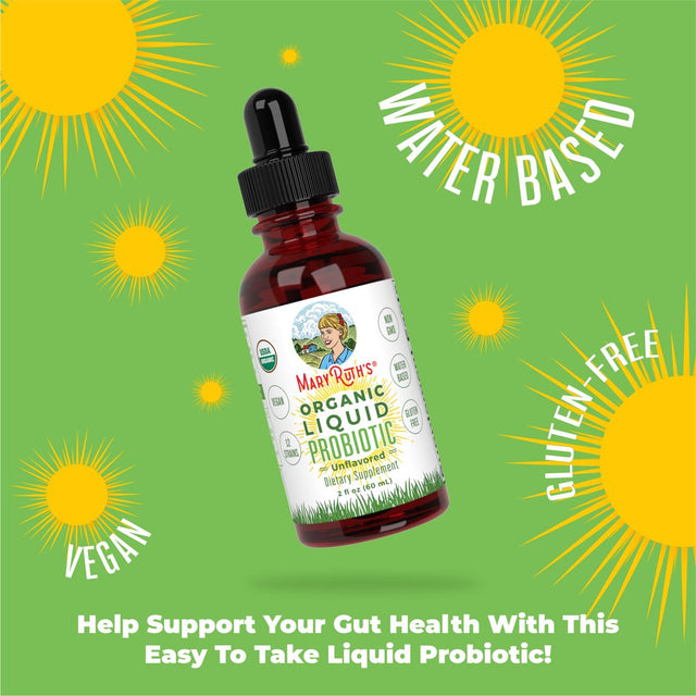 Maryruth Organics | Organic Liquid Probiotic for Adults & Kids | Vegan, Non-Gmo | Unflavored with Acidophilus | 2 Fl Oz
