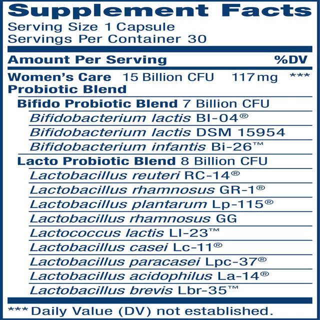 Renew Life Womens Care Go-Pack Probiotic, 15 Billion CFU, 30 Capsules