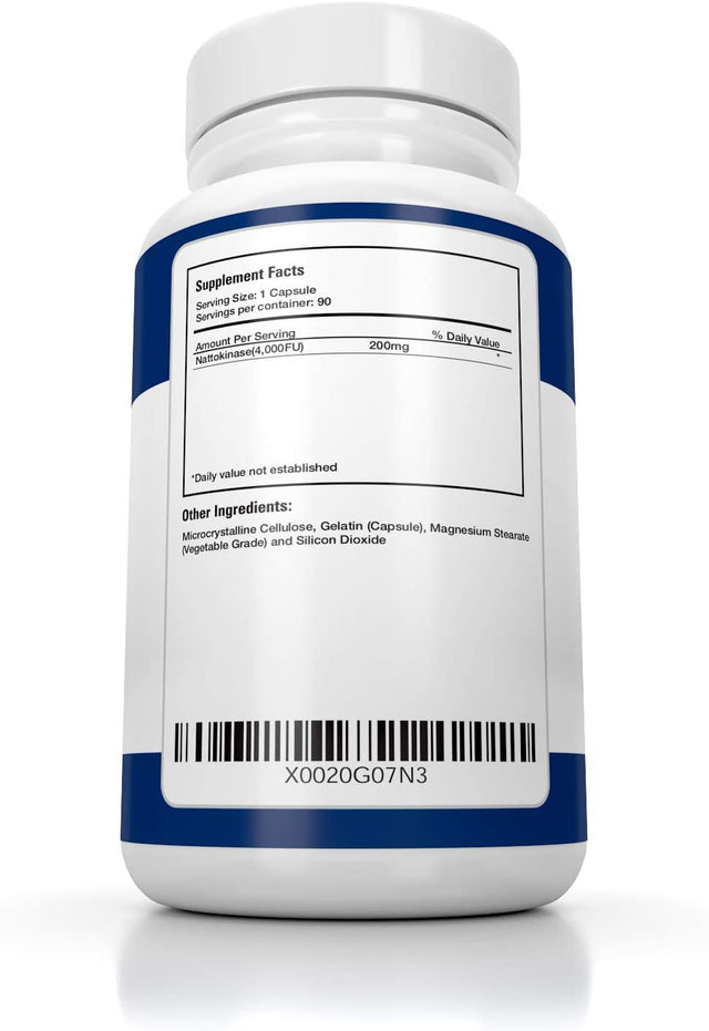 Nattokinase 4000 FU Supplement- 200Mg of Natto Kinase Powder All Natural Blood Thinner Capsules Made from Organic Fermented Beans Can Help to Improve Blood Circulation