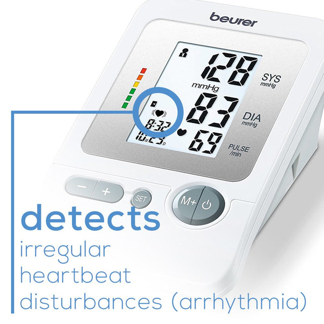 Beurer Upper Arm Blood Pressure Monitor, Large Cuff, Color Coded Results, BM26