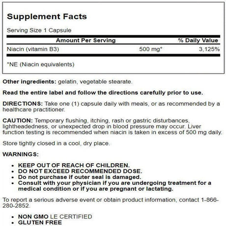Life Extension Vitamin B3 Niacin 500 Mg 100 Caps
