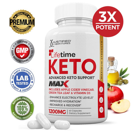 Lifetime ACV MAX Pills 1675 MG Stronger than Gummies Advanced Keto Support 60 Capsules