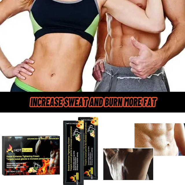 Sweat Workout Enhancer, Soothe Muscles 6Ml Burn Calories Belly Burning Cream Comfortable 10Pcs Improve Exercise Efficiency for Gym