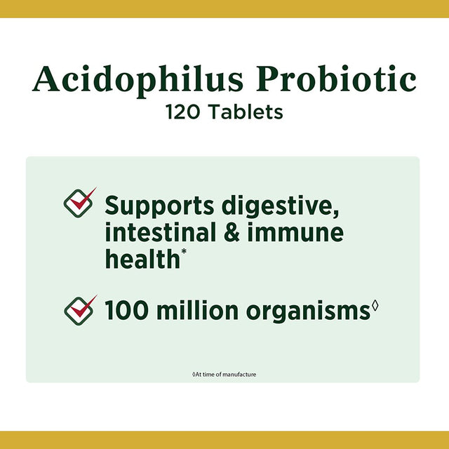 Nature'S Bounty Nature'S Bounty Probiotic Acidophilus, 360 Tablets (3 X 120 Count Bottles),, 360 Count ()