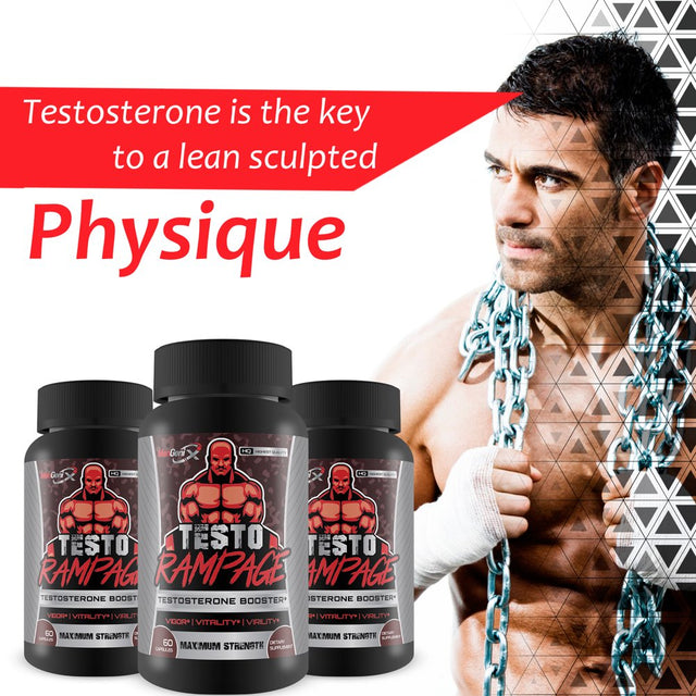 Mengenix Testo Rampage - Maximum Strength Testosterone Booster - Aids in Strength, Stamina, Energy, and Performance