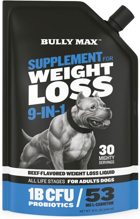 Supplement for Weight Loss 9-In-1 - Liquid Supplement for Adult Dogs Any Breed, Contains Vitamins, Protein, Garcinia Cambogia & L-Carnitine, for Dogs 12 Mos and Up, Beef-Flavored, 15-Fl. Oz.