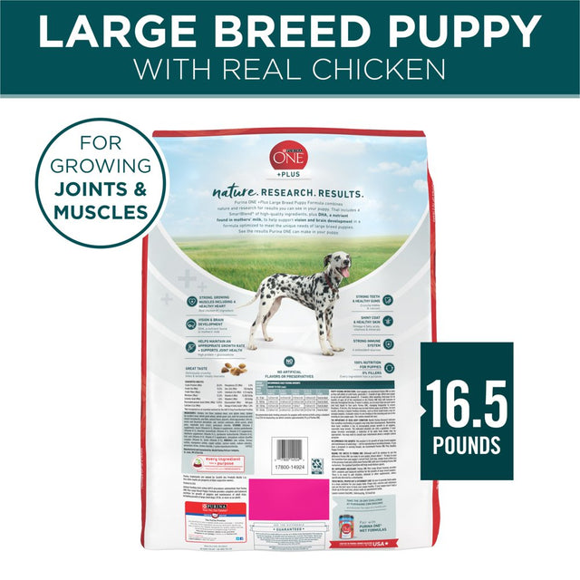 Purina One +Plus Puppy Dry Dog Food for Large Dogs High Protein, Real Chicken, 16.5 Lb Bag