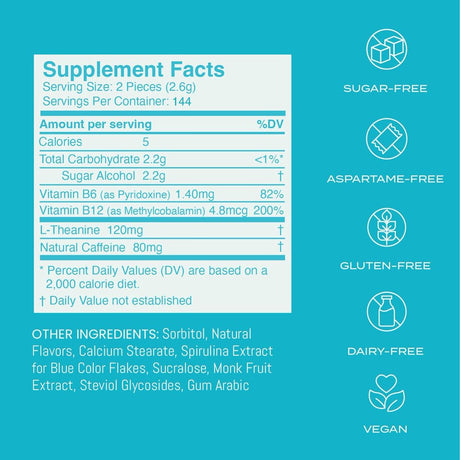 Neuromints Peppermint Caffeine Mints with L Theanine and Vitamin B6 B12 Energy and Brain Supplement Nootropic, 30 X 2 Pc Sachets = 60 Pieces