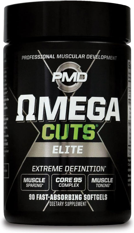 PMD Sports Omega Cuts Elite Fat Loss-Muscle Defining Formula - Omega Fatty Acids, Mct'S and CLA for Muscle Definition and Maintenance - Keto Friendly for Women and Men - Stimulant Free (90 Softgels)