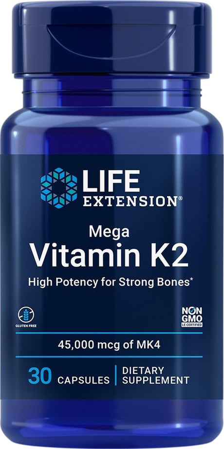 Life Extension Mega Vitamin K2 -- 45000 Mcg of MK4 - 30 Capsules