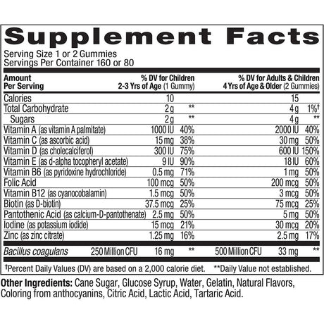 Lil' Ollys Kids' Multi + Probiotic Yum Berry Punch Vitamin Gummies (160 Ct.)