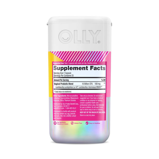 OLLY Happy Hoo-Ha, Women'S Probiotic, Vaginal Health, Capsule Supplement, 25 Ct