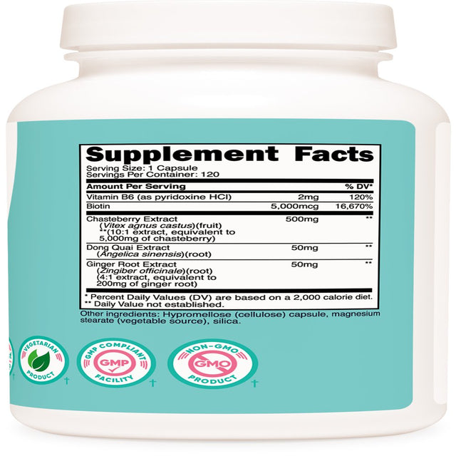 Nutricost Chasteberry Supplement for Women 120 Capsules, 5000Mg Chasteberry Equivalent per Serving