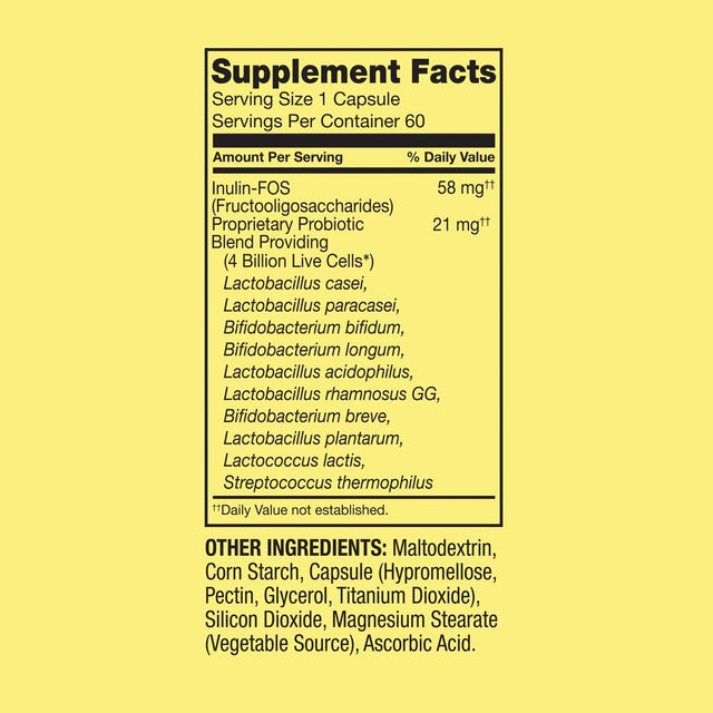 Spring Valley Daily Probiotic Dietary Supplement, 60 Vegetarian Capsules