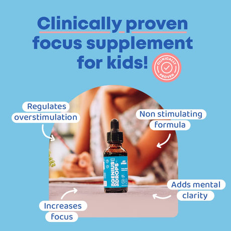 Nootropics Brain Support Supplement - Organic Kids Focus Supplement - Brain Supplements for Memory and Focus - Holistic Ginkgo Biloba Supplements Natural Brain Booster - Brain Supplement for Kids