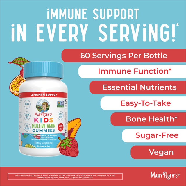 Maryruth'S Organics Kids Multivitamin Gummies - Strawberry, Papaya & Super Punch (60 Gummies)