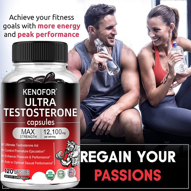 KENOFOR Ultra Testosterone Softgels - 12,100 Mg per Serving - the Ultimate Testosterone Booster to Support Endurance, Muscle, and Energy
