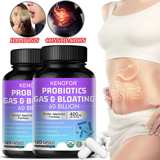 KENOFOR Probiotic Capsules with Lactobacillus Acidophilus, Powerful Antioxidants to Support Skin, Cardiovascular, Digestive, Immune and Respiratory Health