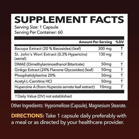 Havasu Brain Supplement for Memory and Focus | Natural Nootropics Brain Support Supplement, 60Ct