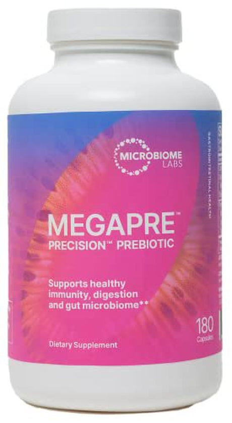 Microbiome Labs Megapre Prebiotic Blend - Clinically Tested Oligosaccharides Fiber to Support Immune Health, Digestion & Gut Barrier - Prebiotics Supplement for Women & Men (180 Capsules)