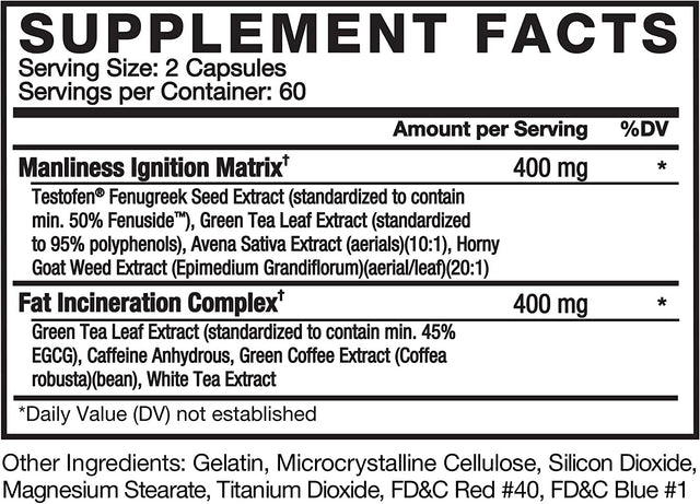 Force Factor Test X180 Ignite Total Testosterone Booster for Men with Fenugreek Seed and Green Tea Extract to Build Lean Muscle, Boost Energy, and Improve Performance, 120 Count