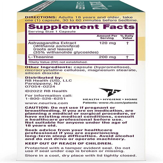 NEURIVA Melatonin Free Natural Sleep Aid Supplement with L-Theanine 6 Pack