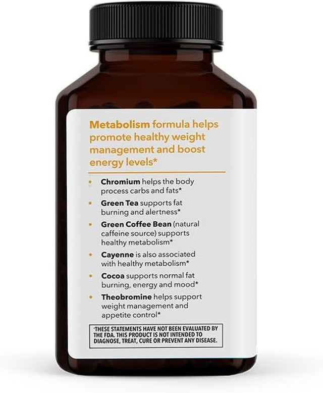 Lifeseasons - Metabolism - Weight Control Support and Energy Booster Supplement - Natural Appetite Suppressant - Chromium, Apple Cider Vinegar and Cocoa Bean Extract - 140 Capsules