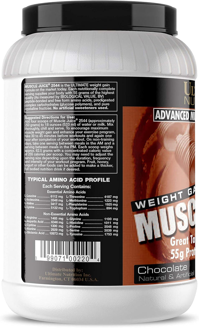 Ultimate Nutrition Muscle Juice 2544 Whey Protein Isolate- Muscle Builder-High Calorie-Weight Gain Drink Mix- 55 Grams of Protein per Serving, Chocolate, 4.96 Pounds