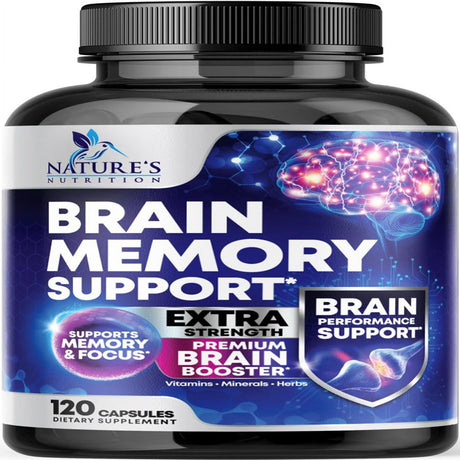 Nootropic Brain Supplement for Memory, Focus & Concentration + Cognitive Support, Brain Booster Supplement with Phosphatidylserine, DMAE Bacopa, Brain Vitamins for Men & Women, Non-Gmo - 120 Capsules