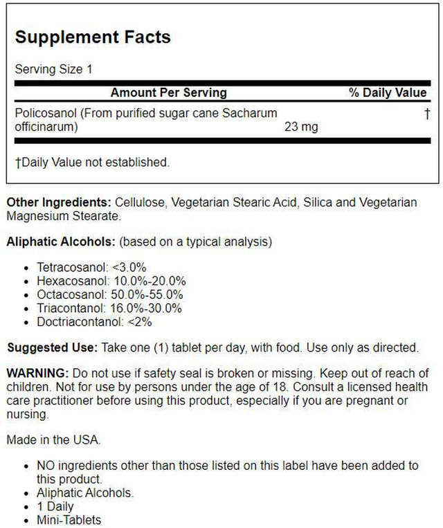 Nature'S Life Policosanol 23Mg | Support for Cardiovascular Health, Blood Circulation & Healthy Heart Function | 60 Tabs