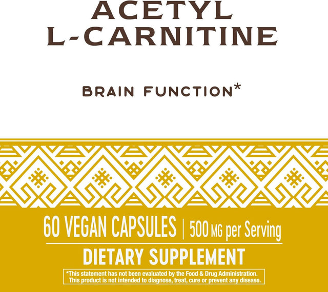 Nature'S Way Acetyl L-Carnitine, Supports Brain Function*, 500Mg per Serving, 60 Capsules