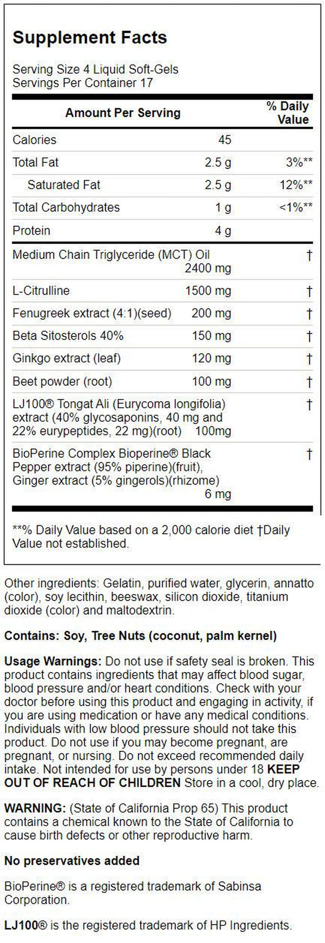 Testosterone Mega-Boost RED for Men - Nitric Oxide Booster for Enhanced Performance (68 Liquid Softgels)