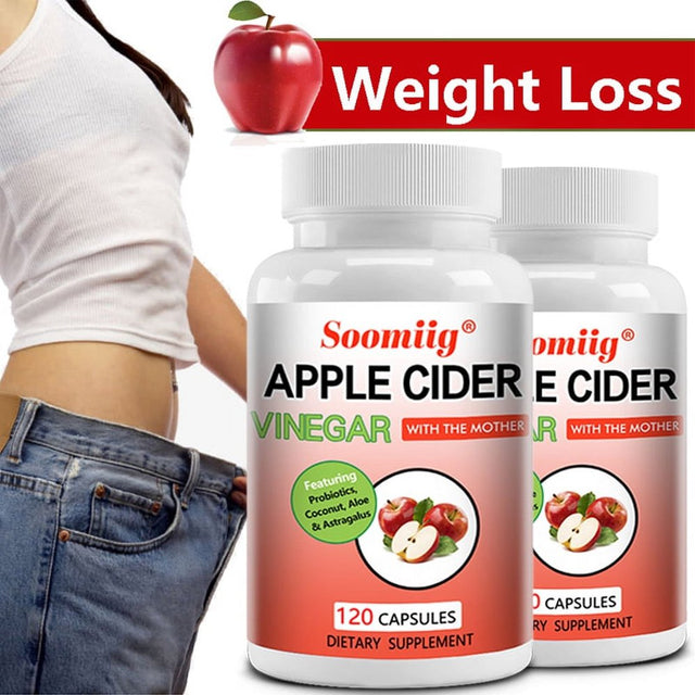 Soomiig Apple Cider Vinegar Capsules - 100% Organic Apple Cider Vinegar Pills - Natural Digestion, Immune Boosting Support and Cleansing Supplement with Probiotics