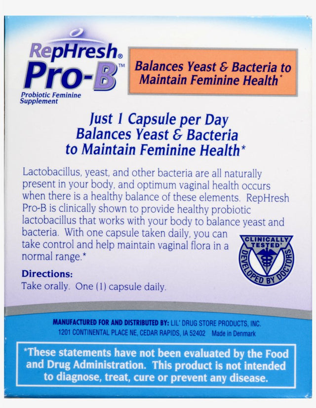 Rephresh Pro-B Probiotic Feminine Supplement 30 Capsules (For Female)
