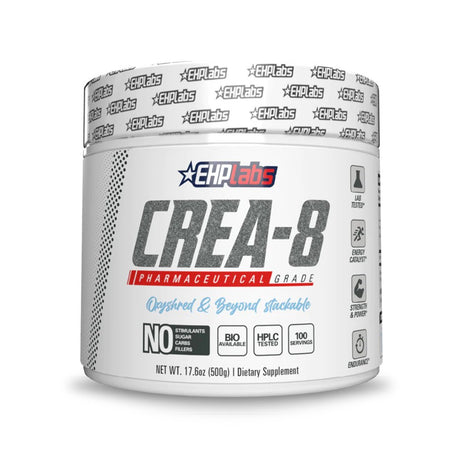 Ehplabs CREA-8 Creatine Monohydrate Powder - Creatine Powder for Building Lean Muscle Mass, Improves Strength & Power, Supports Brain Health - 100 Servings (500G)