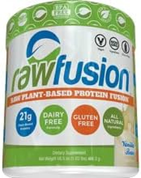Rawfusion- Vegan Protein Powder, Vanilla Bean - 21G of Plant Based Protein, Low Net Carbs, Non Dairy, Gluten/Lactose Free, Soy Free, Kosher, Non-Gmo, 1Lb Pound