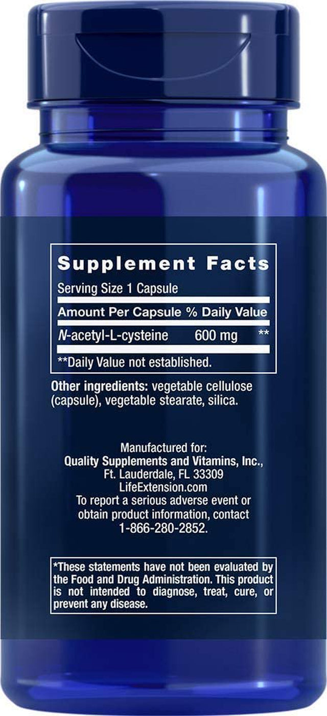 Life Extension N-Acetyl-L-Cysteine 600 Mg 60 Capsules - 3 Pack