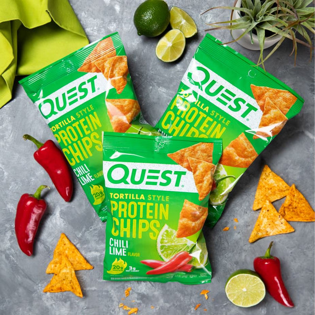 Quest Tortilla Style Protein Chips, Chili Lime, Gluten Free, 1.1Oz, 4Ct