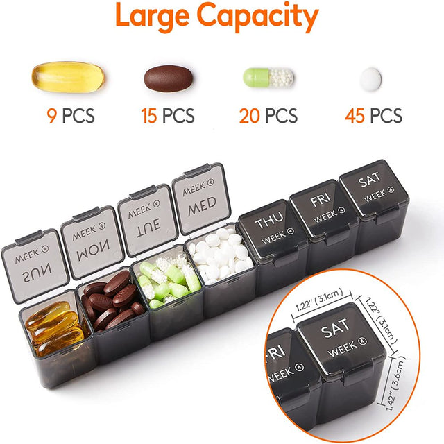 Lifewit Monthly Pill Organizer, 28 Day Pill Box, 4 Weeks One Month Pill Cases, Large Compartments