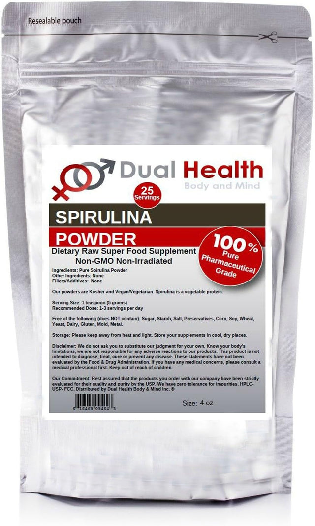Pure Spirulina Powder (4 Oz) Protein Superfood Bulk Supplements