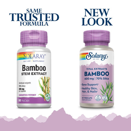 Solaray Bamboo Stem Extract 600Mg | Healthy Hair, Skin, Nails, Bones & Connective Tissue Support | Non-Gmo, Vegan & Lab Verified | 60 Vegcaps