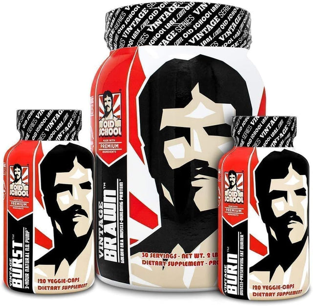 The Power Sculpt Stack - Vintage Burn, Vintage Brawn (Premium Protein Blend), & Vintage Burst (3-Hour Natural Nitric Oxide Booster)